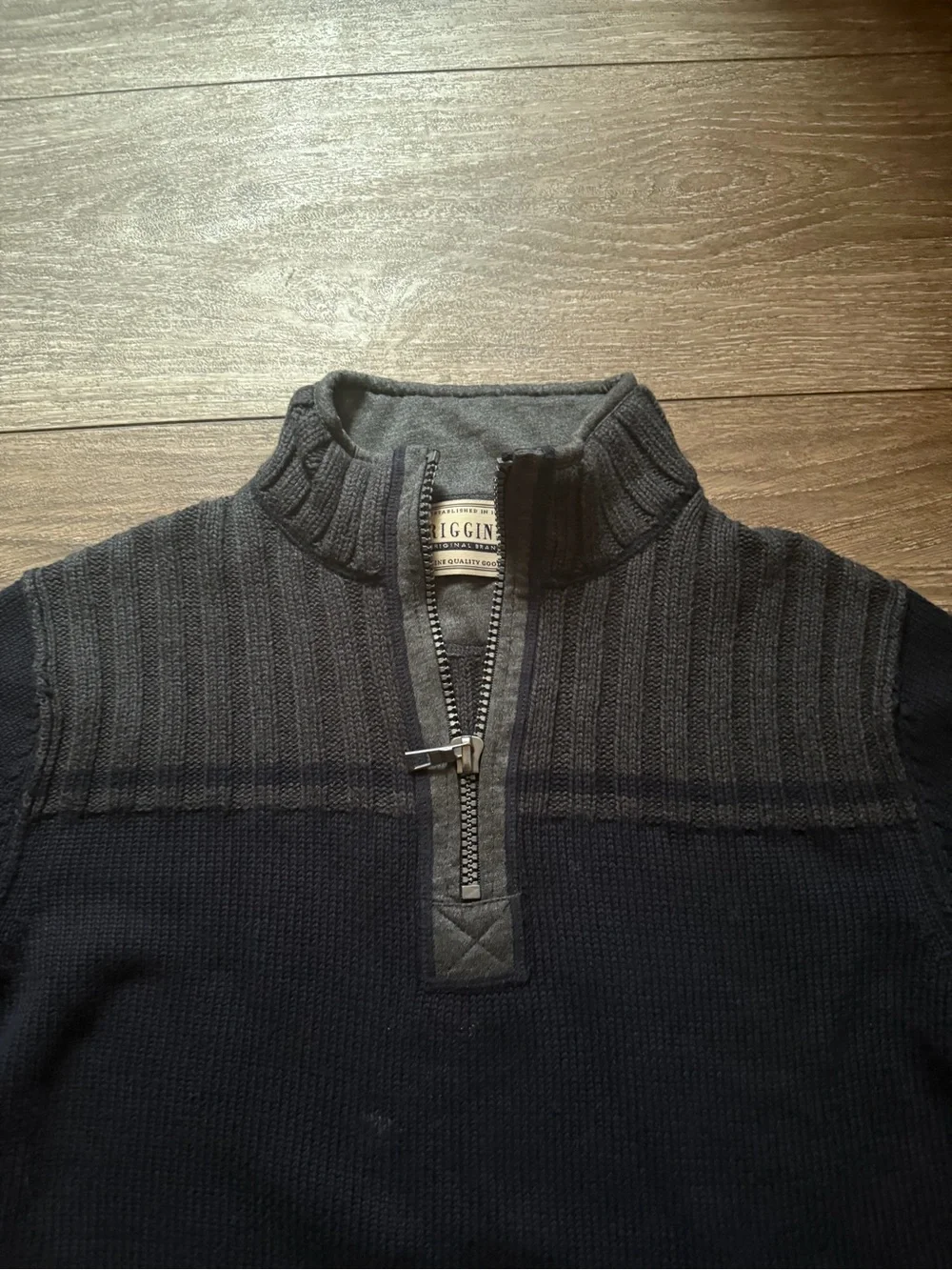 Men's Navy Half-Zip Sweater with Dark Gray